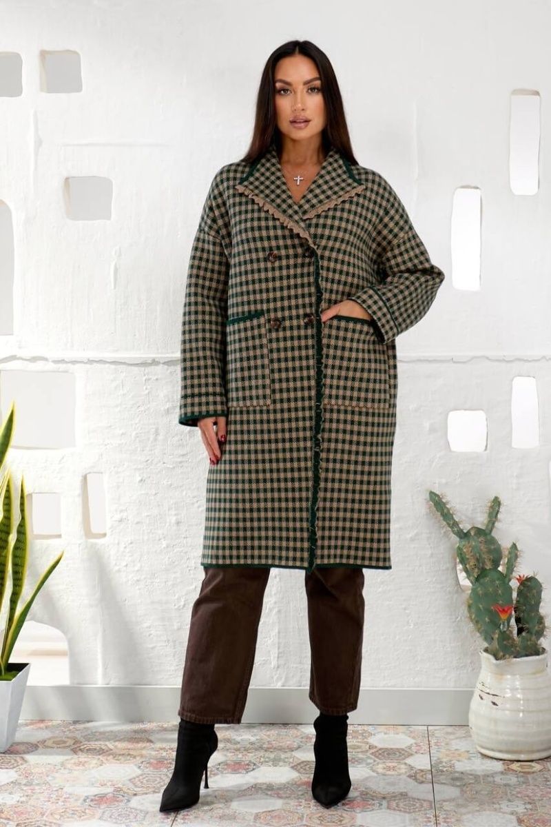 Женское кашемировое пальто, Зелёный, Oversize