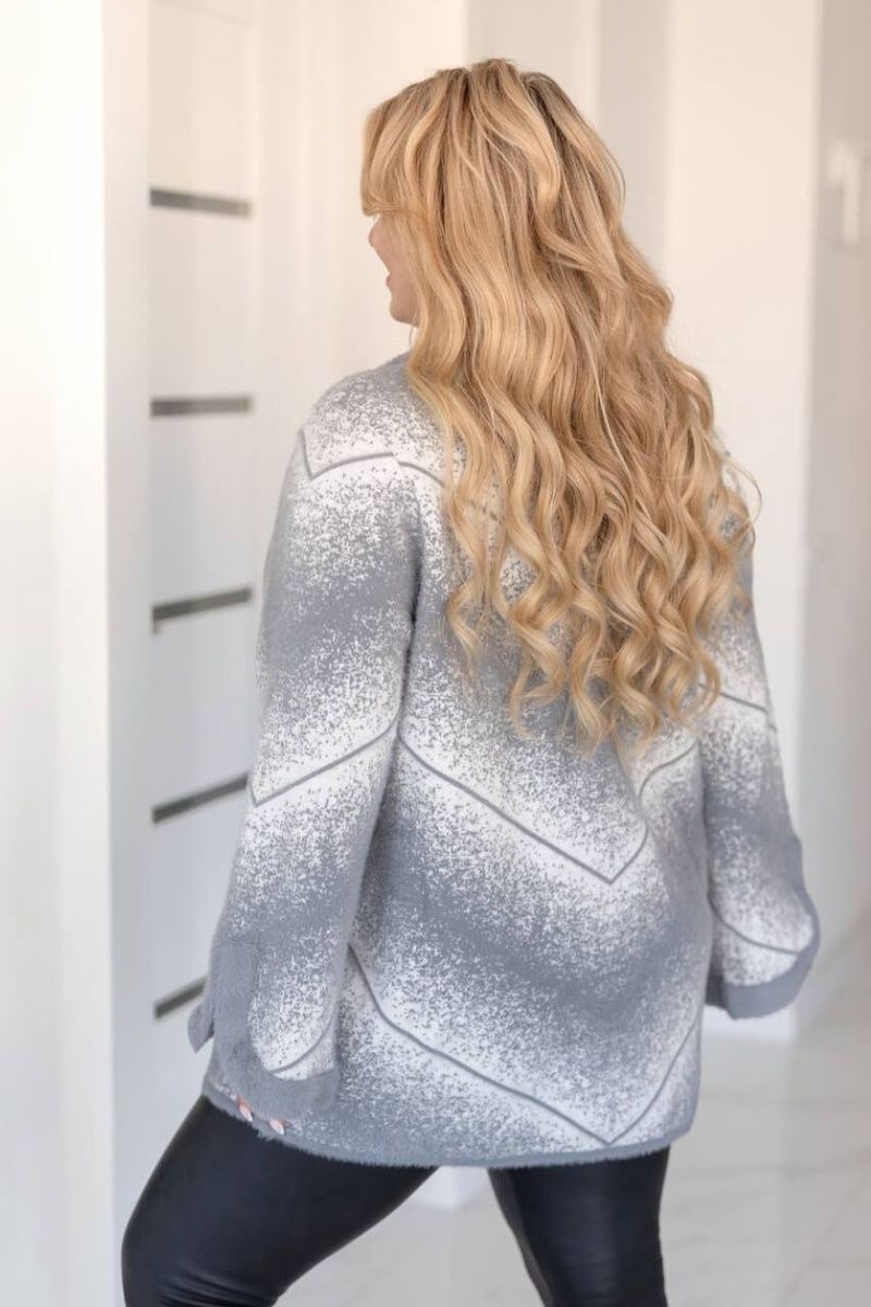 Теплый женский кардиган свободного кроя, Серый, Oversize