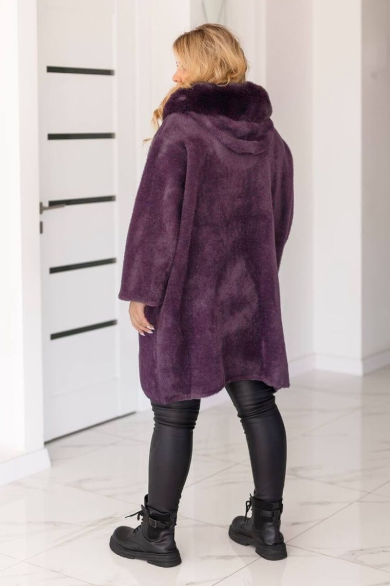 Женский кардиган из альпаки, Баклажан, Oversize